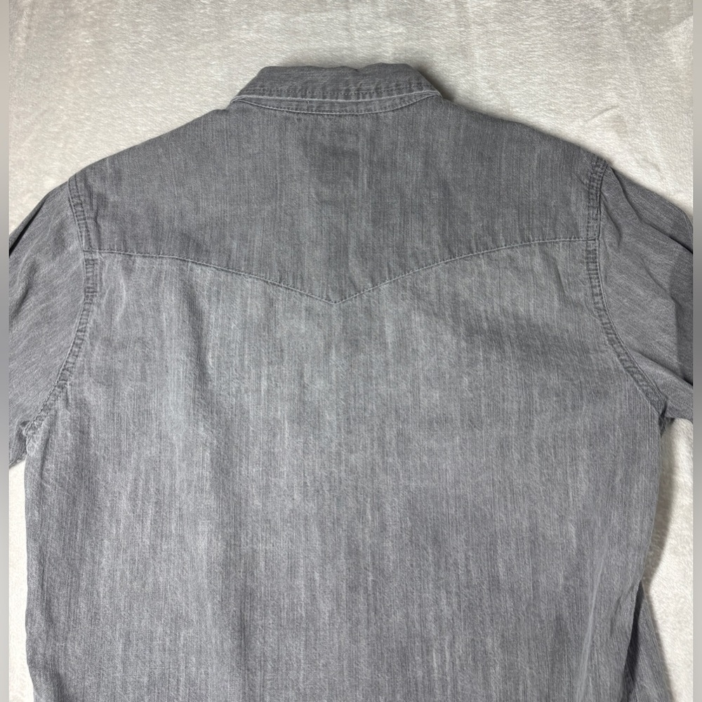 Levi’s Men’s Barstow Classic Western Pearl Snap Grey Denim Jean Shirt Size Small - Picture 11 of 14